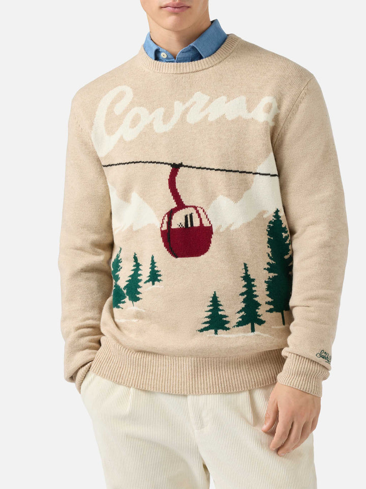 Heron sweater with Courma postcard jacquard