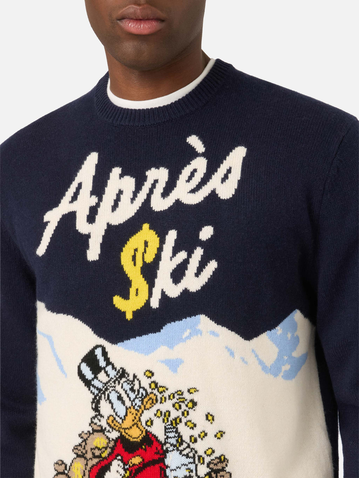 Navy blue Heron crewneck knit with Scrooge McDuck intarsia | Special edition