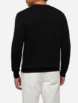 Crewneck sweater Heron with Zermatt postcard jacquard