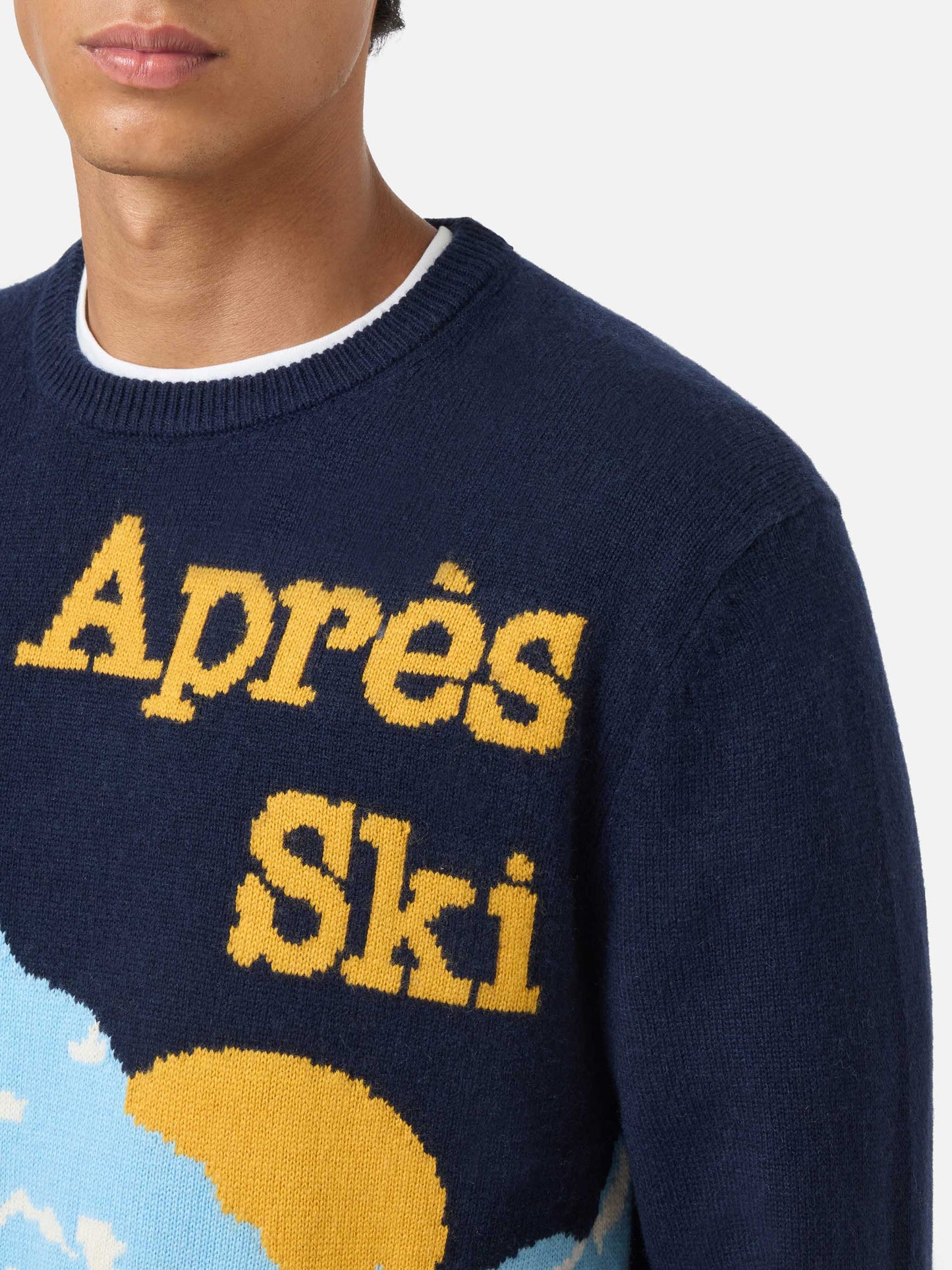 Rundhals-Pullover Heron mit Mountain-Postcard-Jacquard 