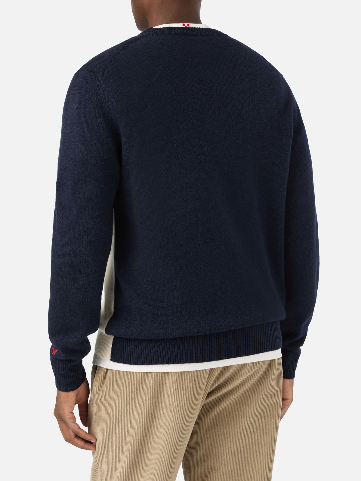 Marineblauer blue Heron Rundhals-Strickpullover mit St. Moritz Intarsie und Stickerei | Special edition 