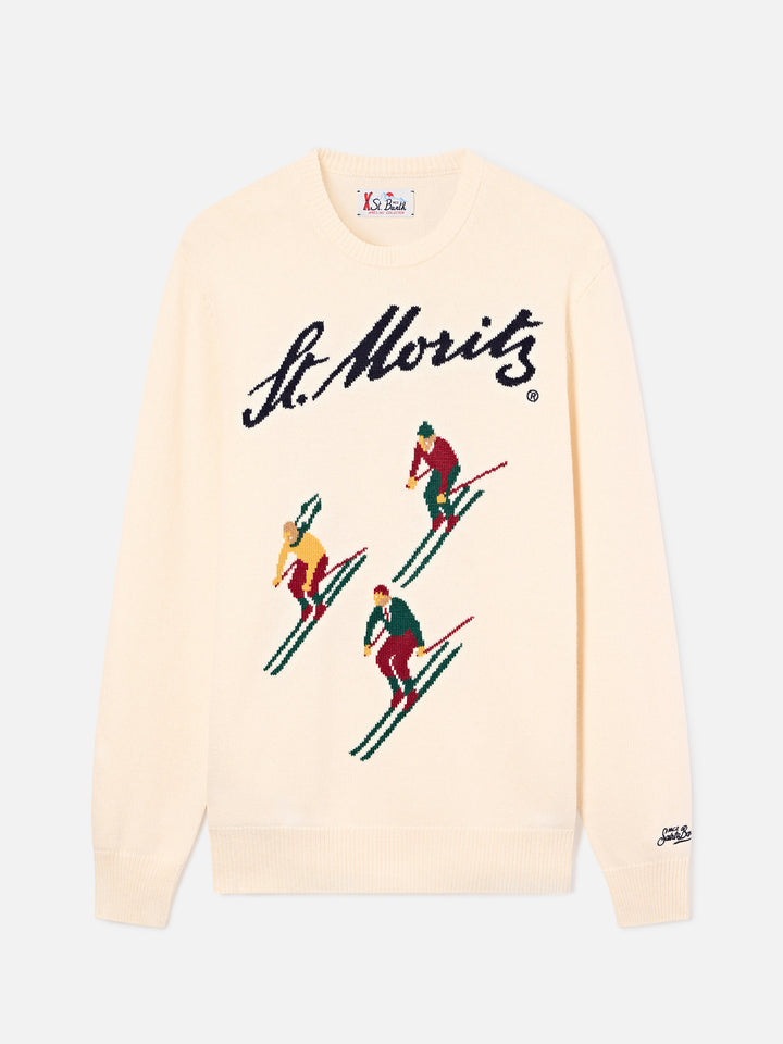 Grey Heron crewneck knit with St. Moritz intarsia | Special edition