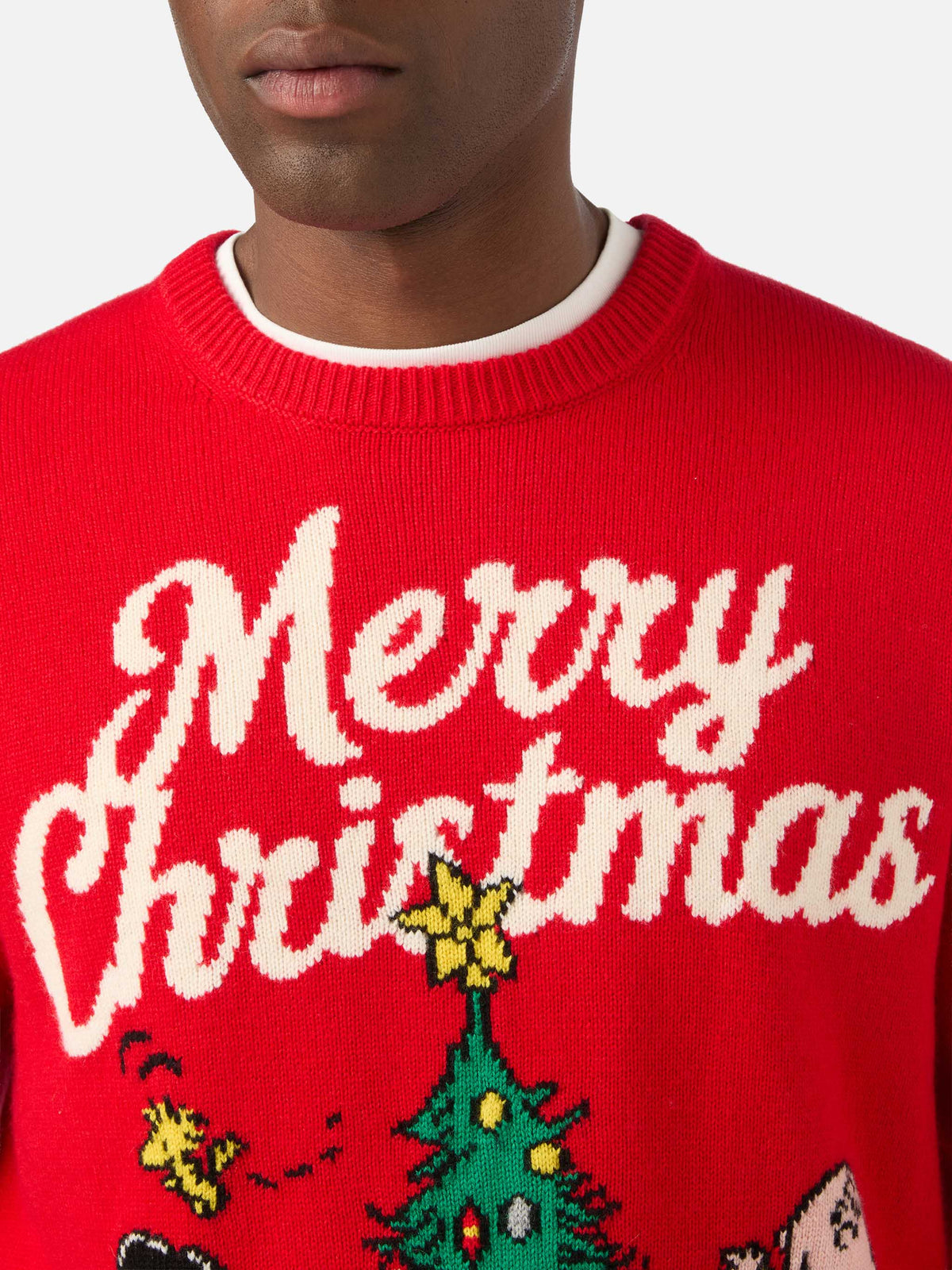 Jersey de punto con cuello redondo Red Heron con intarsia Merry Christmas | Special edition 