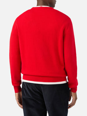 Jersey de punto con cuello redondo Red Heron con intarsia Merry Christmas | Special edition 