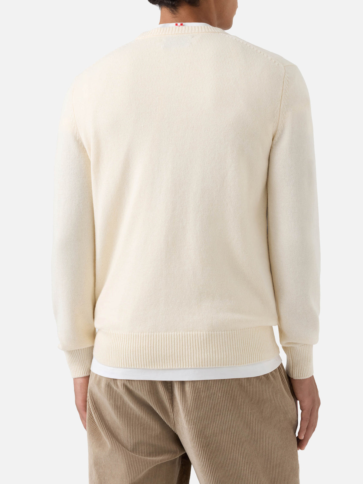 Maglia girocollo Heron grigia con intarsio St. Moritz | Special edition