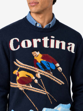 Maglione Heron blu navy con jacquard Cortina ski