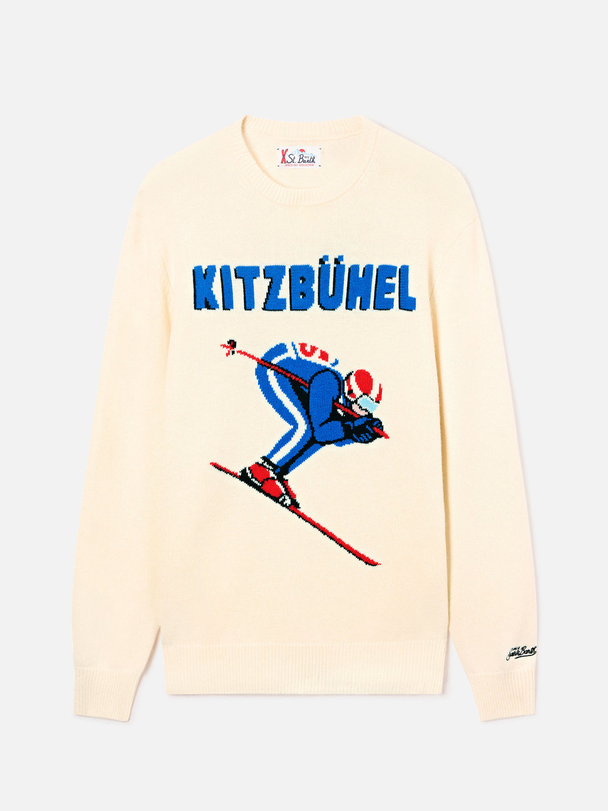 Maglia girocollo Heron grigia con intarsio Kitzbühel