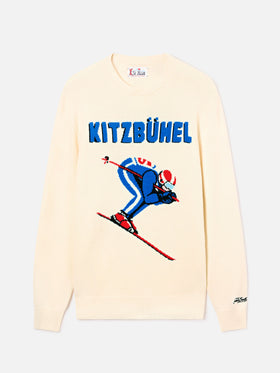 Maglia girocollo Heron grigia con intarsio Kitzbühel