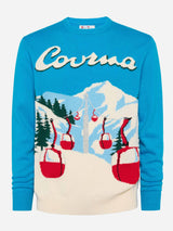 Crewneck sweater Heron with Courma postcard jacquard