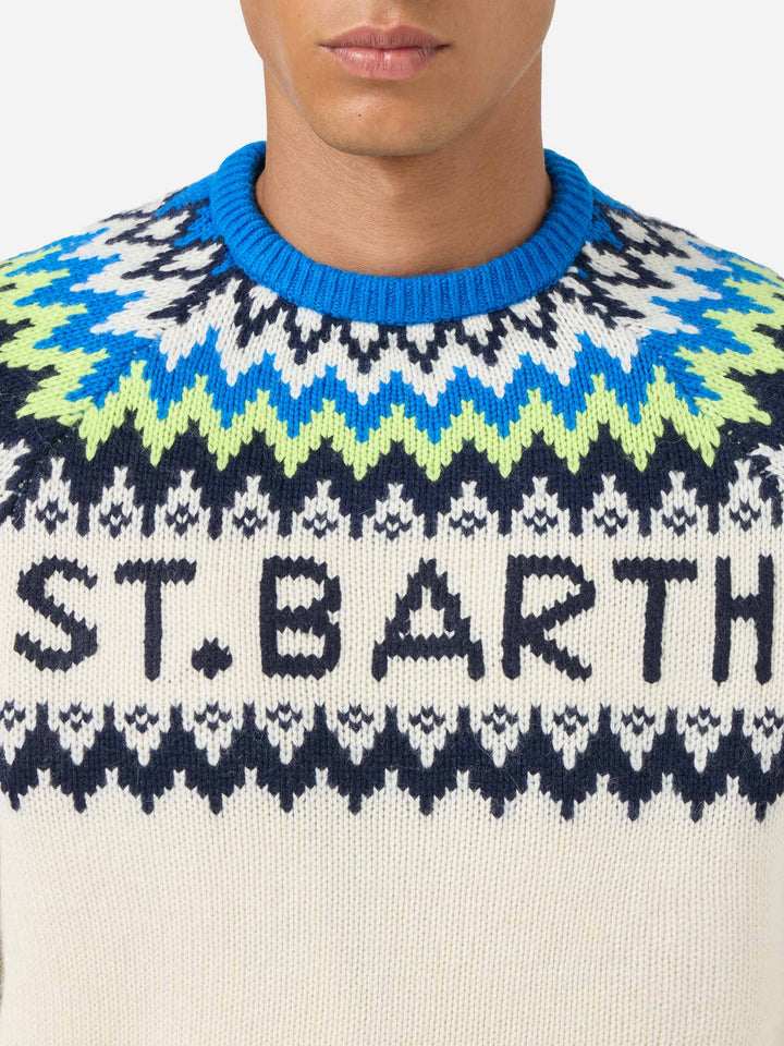 Crewneck sweater Heron with fair-isle jacquard