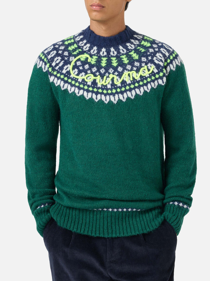 Alpaca sweater Heron Nordic Soft with fair isle jacquard and Courma embroidery