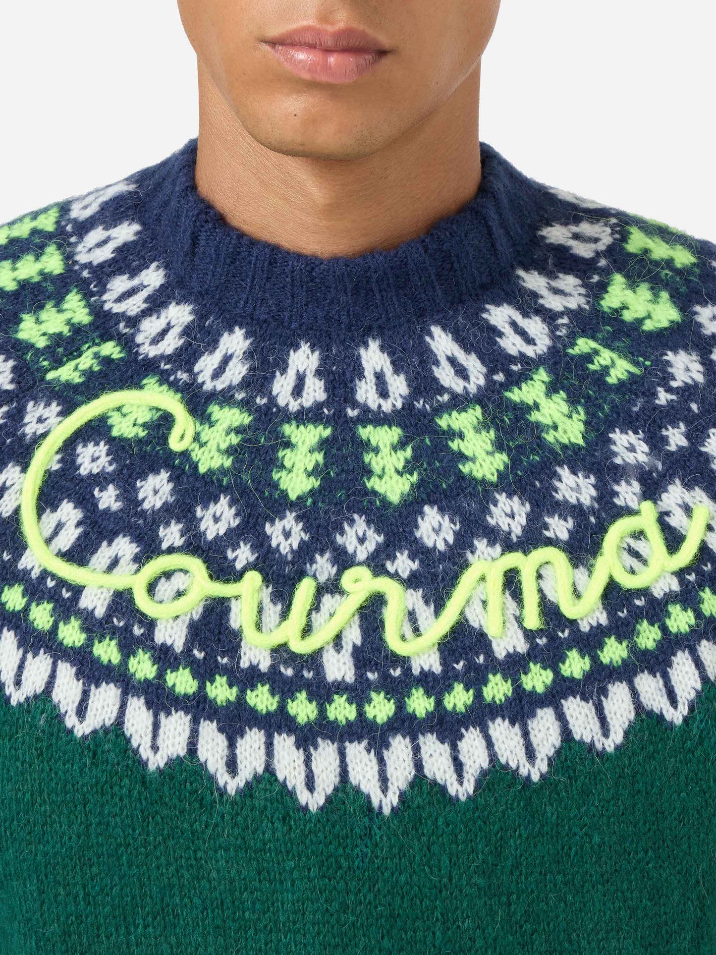 Maglione in alpaca Heron Nordic Soft con jacquard fair isle e ricamo Courma