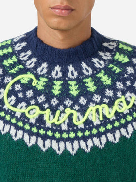 Maglione in alpaca Heron Nordic Soft con jacquard fair isle e ricamo Courma