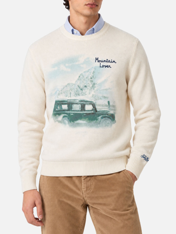 Maglione girocollo Heron con stampa e ricamo Mountain lover