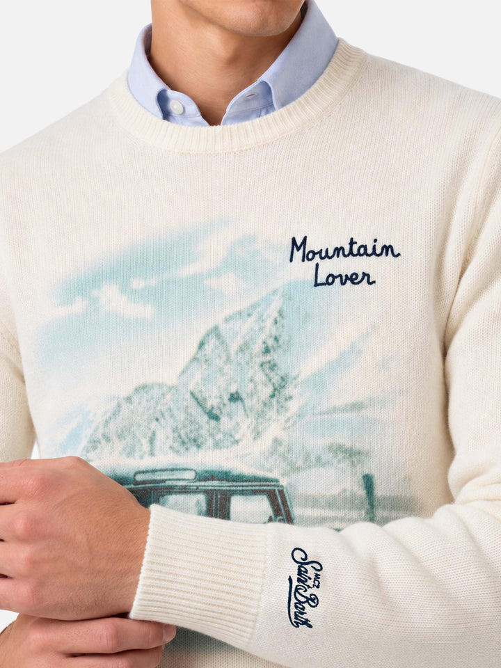 Maglione girocollo Heron con stampa e ricamo Mountain lover