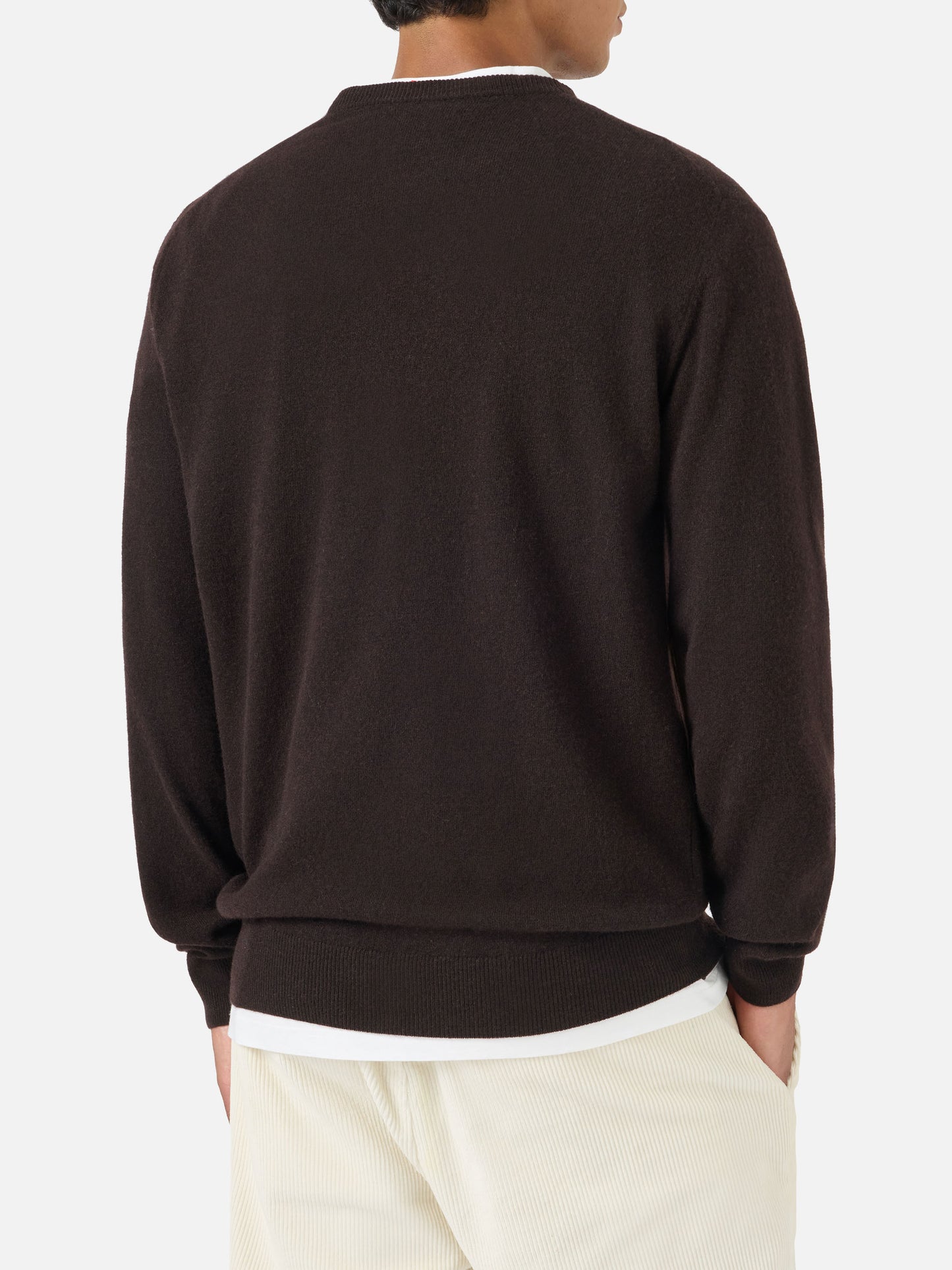 Pull en maille col rond Heron Light marron avec broderie Dog Wall Street 