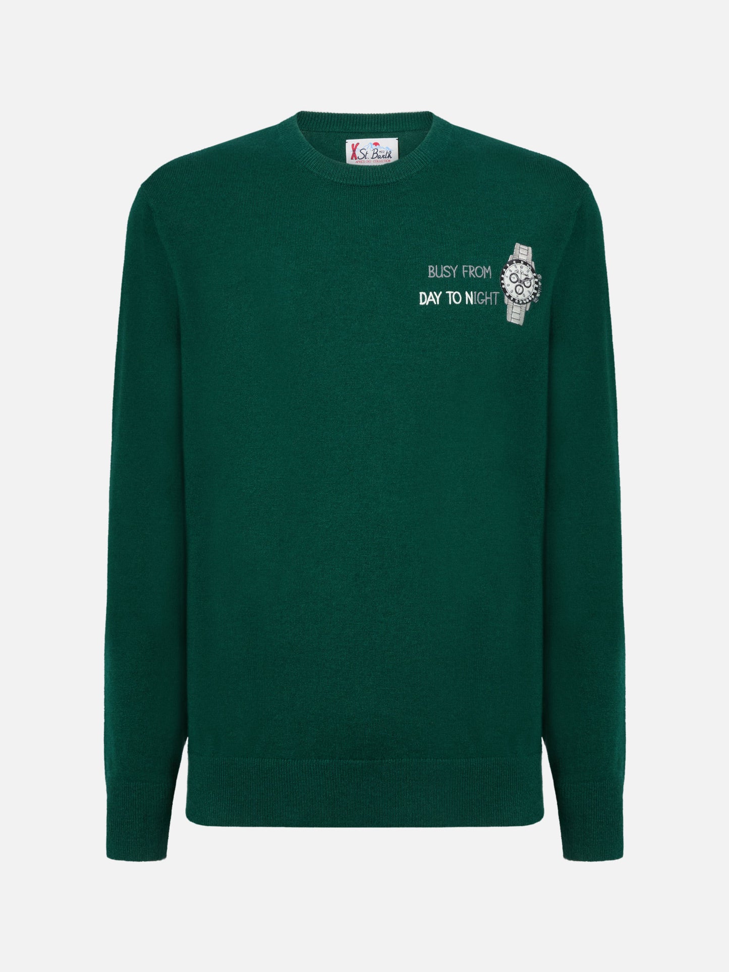 Maglione a girocollo Heron Light con ricamo Busy from day to night