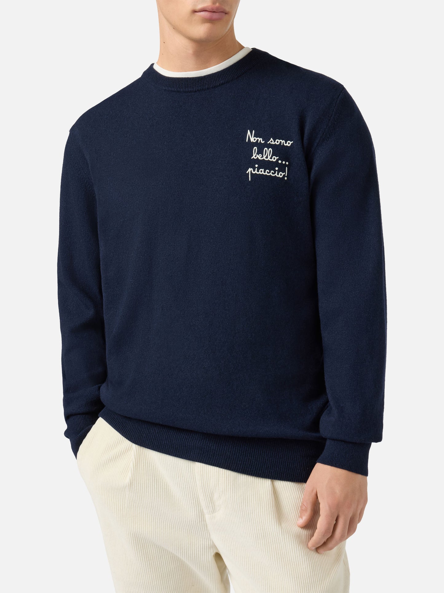 Maglione a girocollo Heron Light con ricamo Non sono bello, piaccio! | VACANZE DI NATALE SPECIAL EDITION