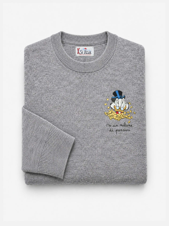 Crewneck-Pullover Heron Light mit Uncle-Scrooge-Stickerei | DISNEY SPECIAL EDITION 