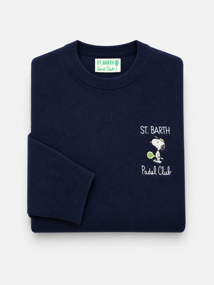 Maglione Heron Light blu navy con ricamo a cuore Snoopy padel club | Special Edition