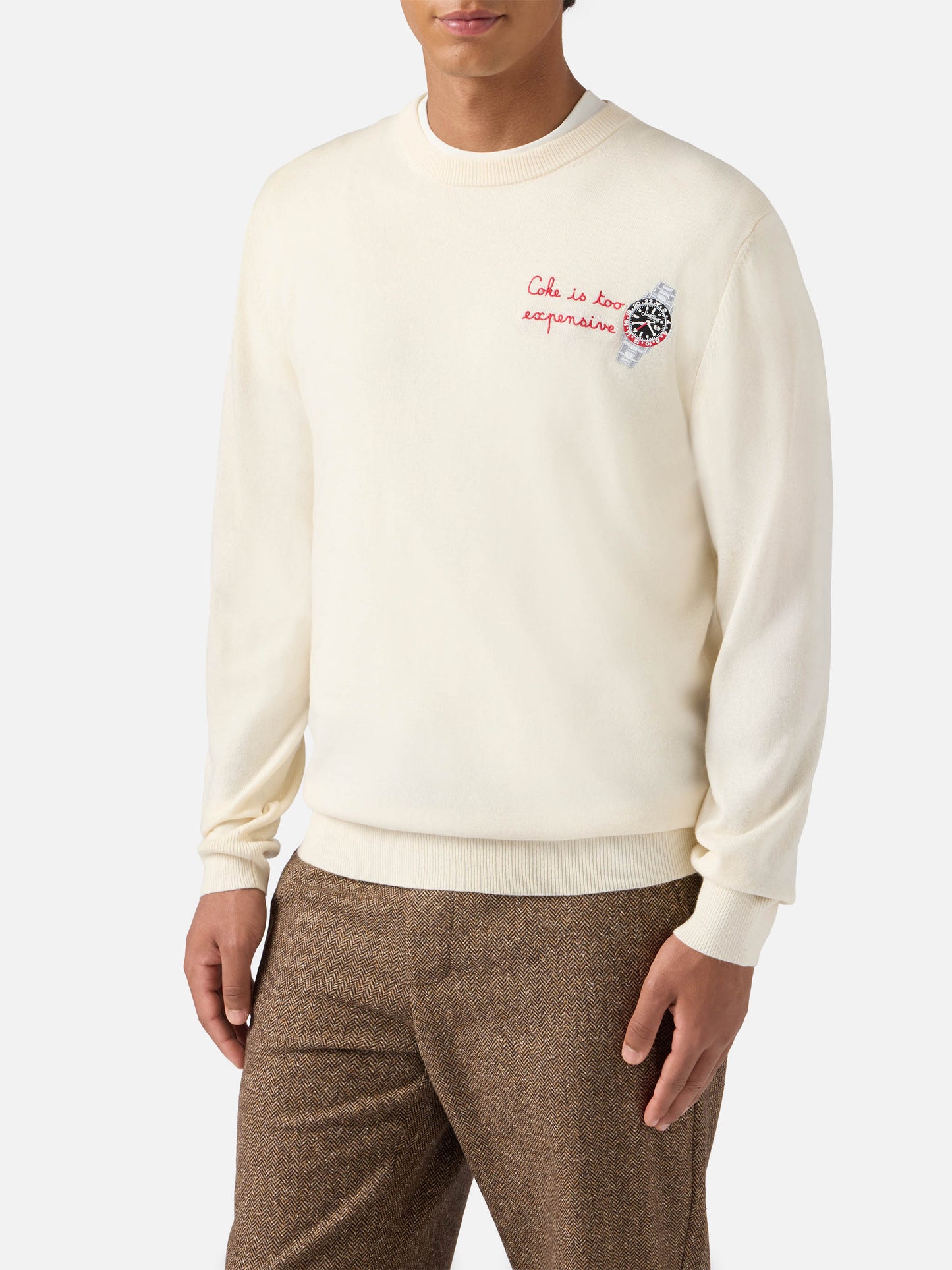 Maglione a girocollo Heron Light con ricamo Coke is too expensive