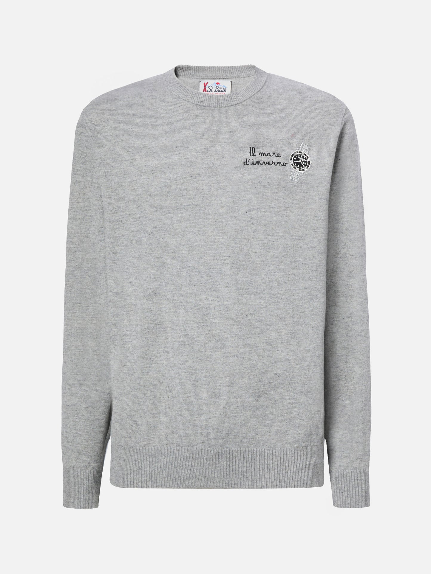 Maglione a girocollo Heron Light con ricamo Il mare d'inverno