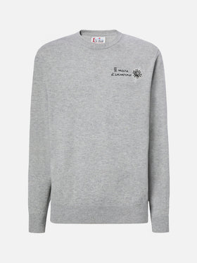 Maglione a girocollo Heron Light con ricamo Il mare d'inverno