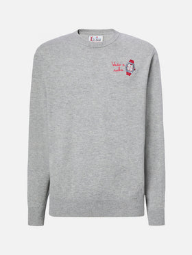 Crewneck sweater Heron Light with Vado a ruba embroidery