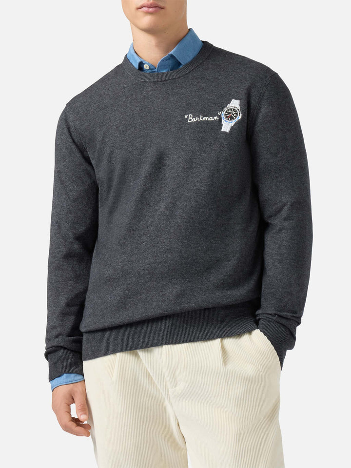 Maglione a girocollo Heron Light con ricamo Bartman