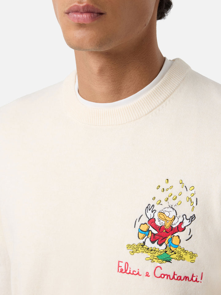 Off white Heron Light wool and cashmere blend crewneck with Scrooge McDuck embroidery | Special edition