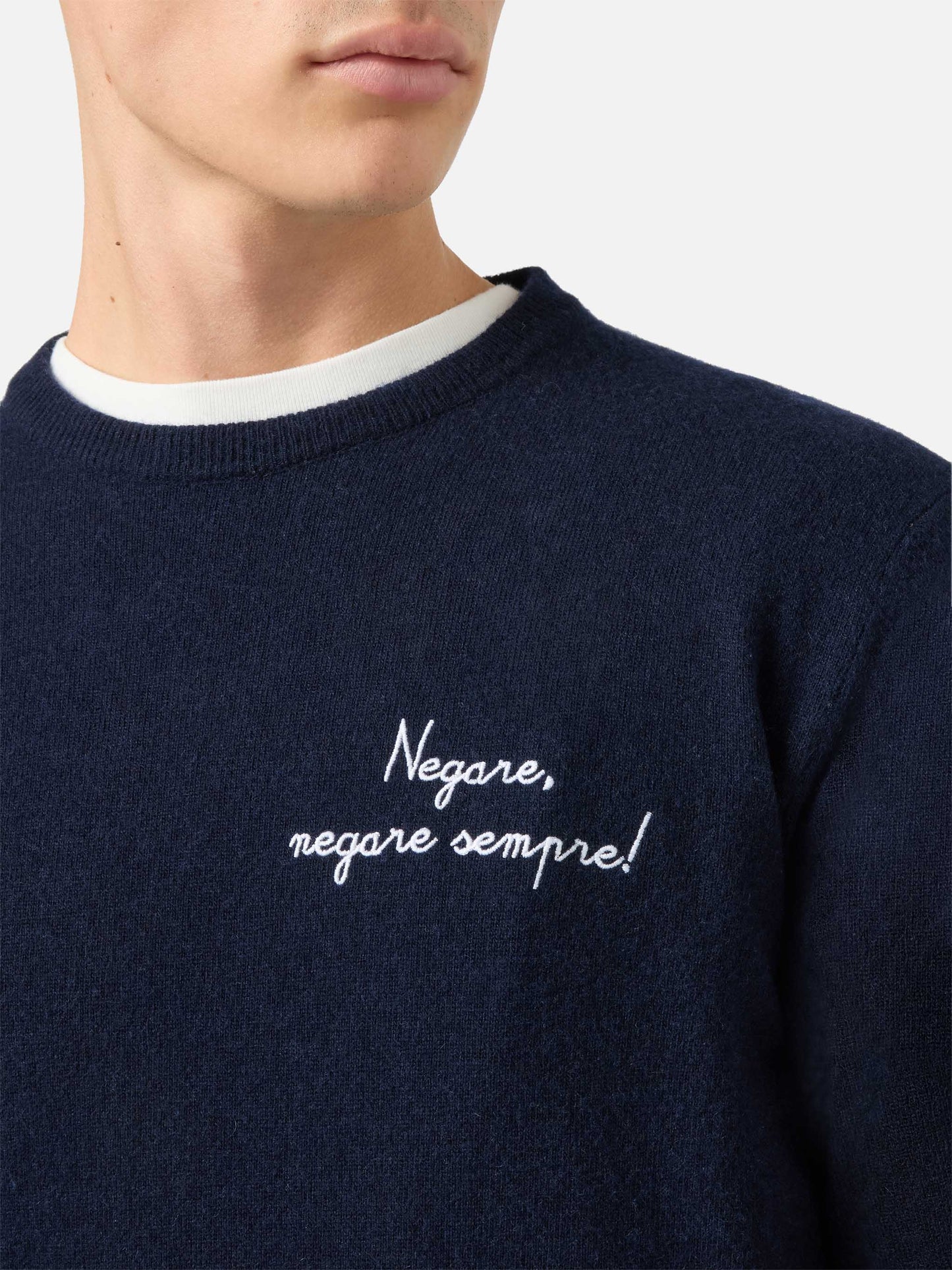 Maglione a girocollo Heron Light con ricamo Negare, negare sempre! | VACANZE DI NATALE SPECIAL EDITION