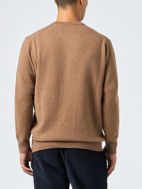 Man crewneck camel sweater with St. Barth embroidery - MC2 Saint Barth