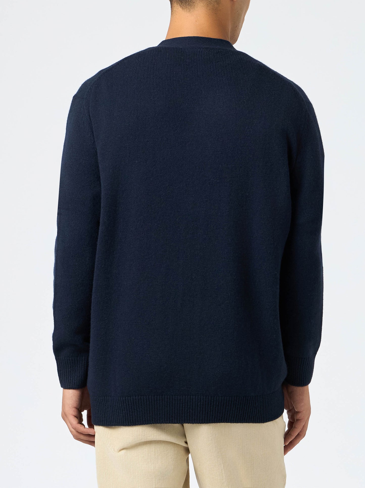 Dunkelblauer Cardigan-Pullover aus Kaschmirmischung für Herren von Herrison