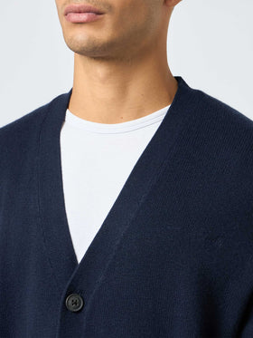 Dunkelblauer Cardigan-Pullover aus Kaschmirmischung für Herren von Herrison