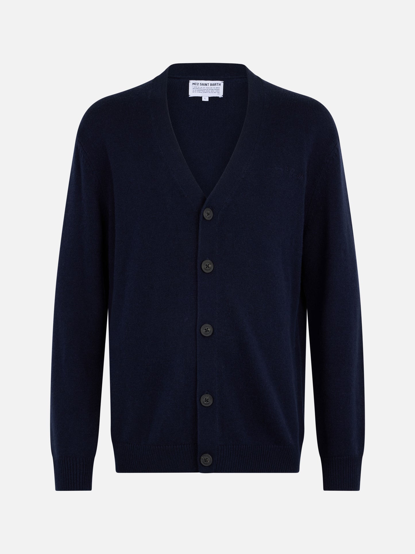 Dunkelblauer Cardigan-Pullover aus Kaschmirmischung für Herren von Herrison