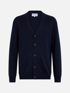 Dunkelblauer Cardigan-Pullover aus Kaschmirmischung für Herren von Herrison