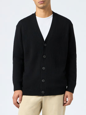 Schwarze Strickjacke aus Kaschmirmischung für Herren von Herrison