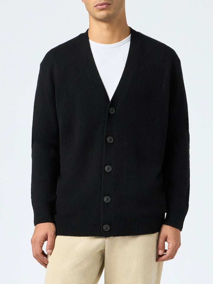 Schwarze Strickjacke aus Kaschmirmischung für Herren von Herrison