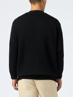 Schwarze Strickjacke aus Kaschmirmischung für Herren von Herrison