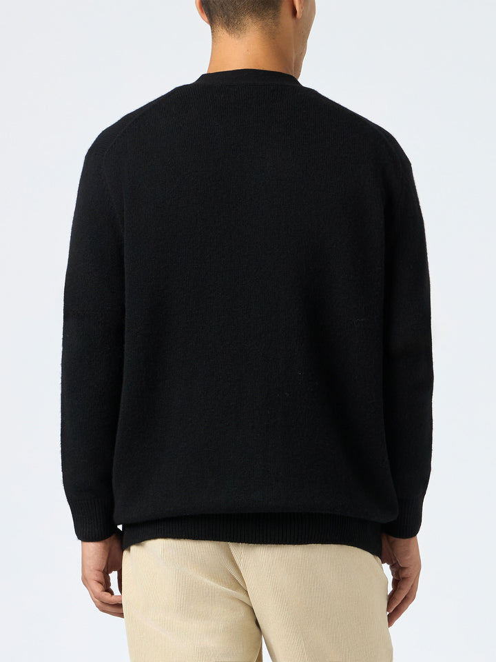 Schwarze Strickjacke aus Kaschmirmischung für Herren von Herrison