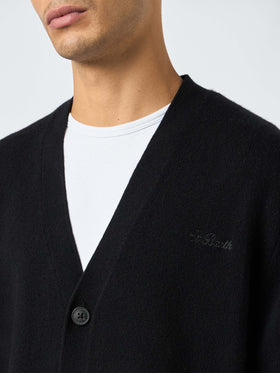 Schwarze Strickjacke aus Kaschmirmischung für Herren von Herrison