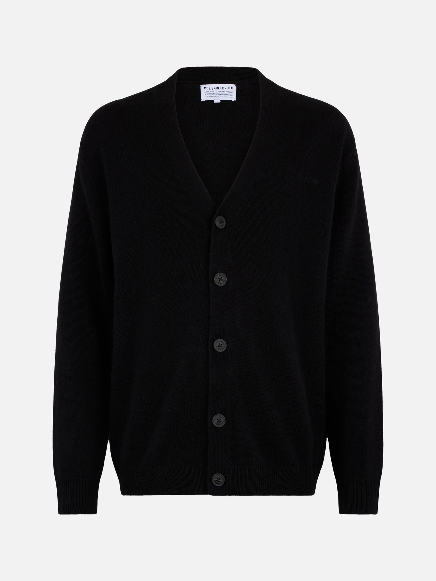 Schwarze Strickjacke aus Kaschmirmischung für Herren von Herrison