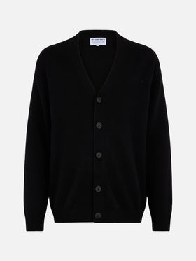 Schwarze Strickjacke aus Kaschmirmischung für Herren von Herrison