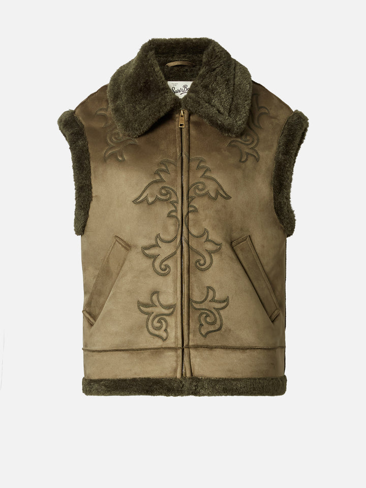 Hesketh faux-shearling gilet with western embroidery
