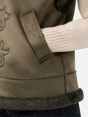 Gilet Hesketh in eco montone con ricamo texano