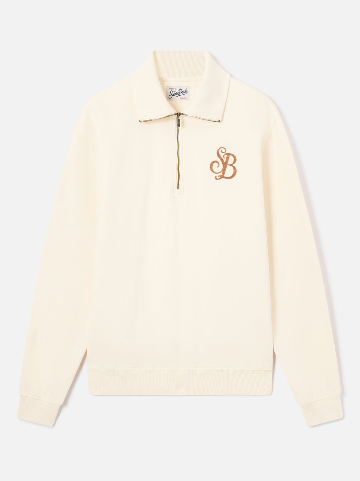 Cremefarbenes Baumwoll-Sweatshirt Huntley mit SB Legacy-Monogramm 