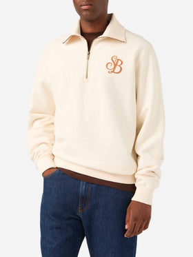 Cremefarbenes Baumwoll-Sweatshirt Huntley mit SB Legacy-Monogramm 