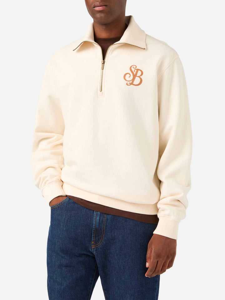 Cream Huntley cotton sweatshirt with SB Legacy monogram