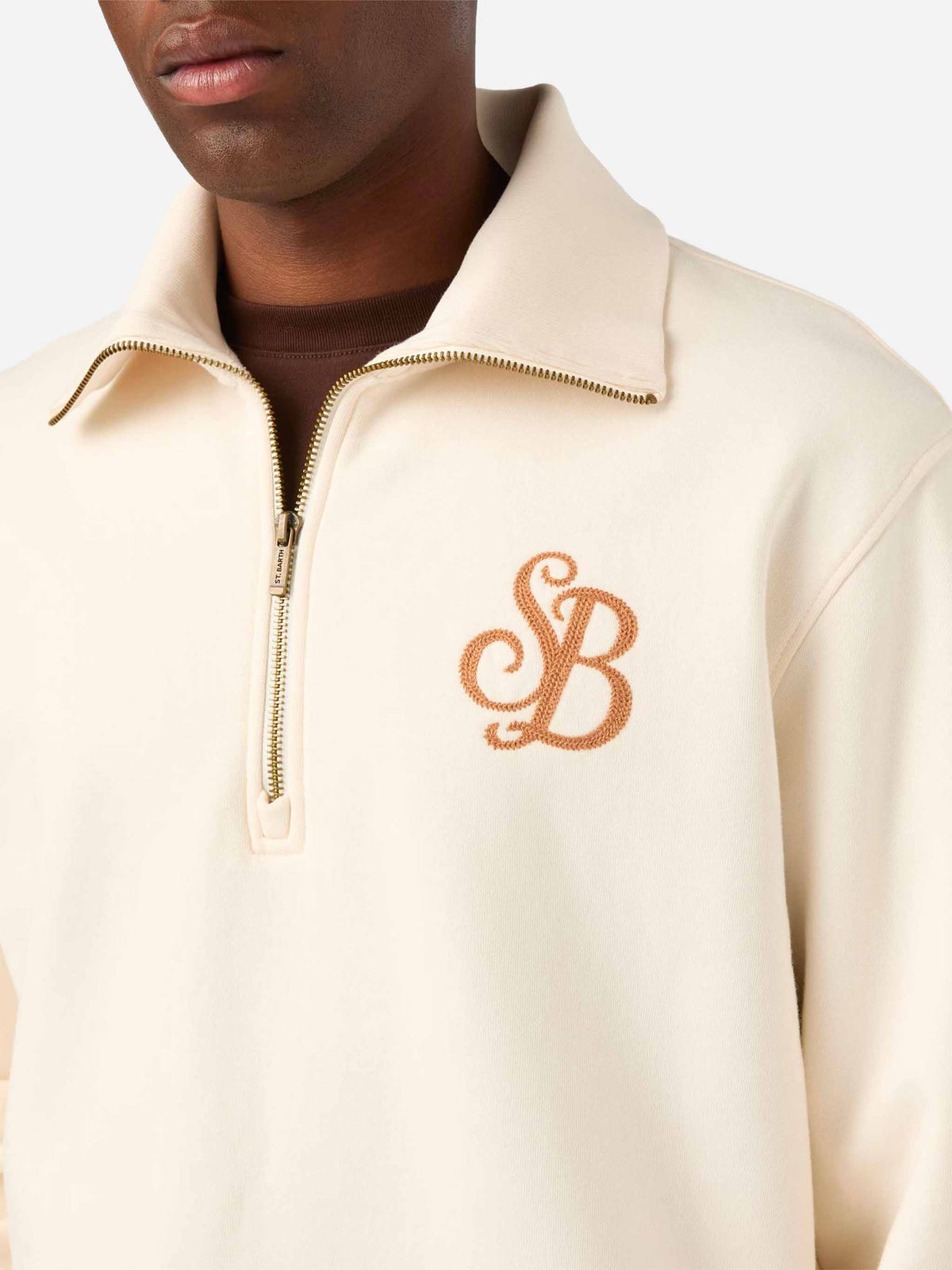 Cremefarbenes Baumwoll-Sweatshirt Huntley mit SB Legacy-Monogramm 