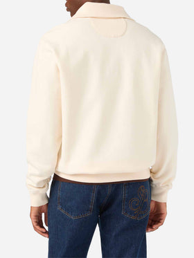 Cremefarbenes Baumwoll-Sweatshirt Huntley mit SB Legacy-Monogramm 